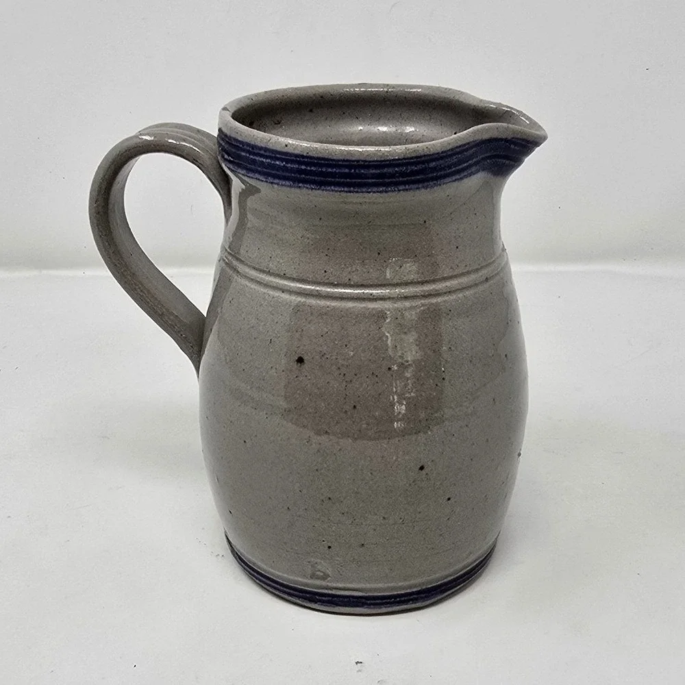 Vtg Westerwald salt glazed pottery handled pitcher 